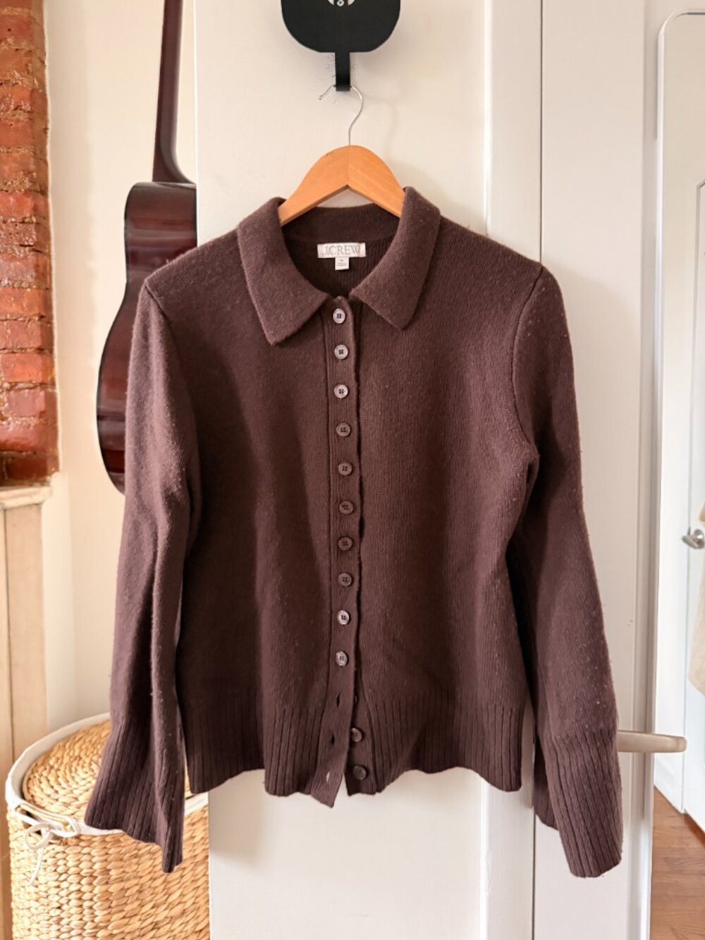 J.Crew Chocolate Brown 100% Lambswool Milano Cardigan Jacket in Size M - Picture 5 of 9